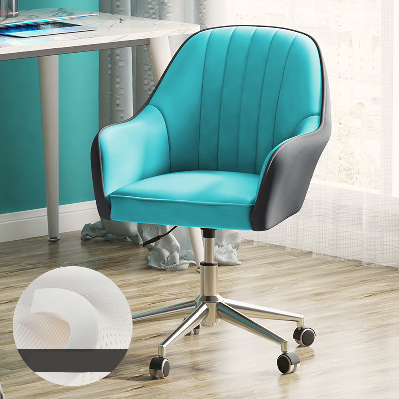 Contemporary Upholstered Arms Desk Chair Height-adjustable Office Chair Dark Blue-Gray Silver Clearhalo 'furn' 'furn_office_chair' 'Furniture' 'Office Chairs' 'Office Furniture' 'office_chair' 5389293