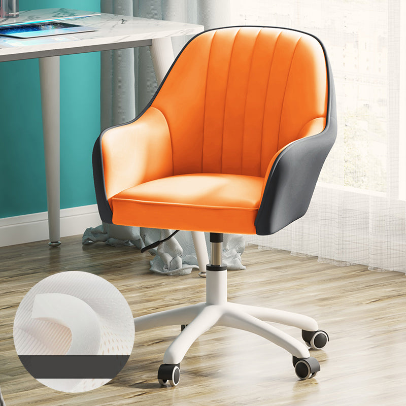Contemporary Upholstered Arms Desk Chair Height-adjustable Office Chair Gray-Orange White Clearhalo 'furn' 'furn_office_chair' 'Furniture' 'Office Chairs' 'Office Furniture' 'office_chair' 5389301