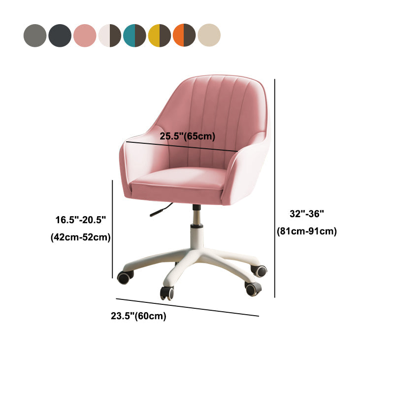 Contemporary Upholstered Arms Desk Chair Height-adjustable Office Chair Clearhalo 'furn' 'furn_office_chair' 'Furniture' 'Office Chairs' 'Office Furniture' 'office_chair' 5389303