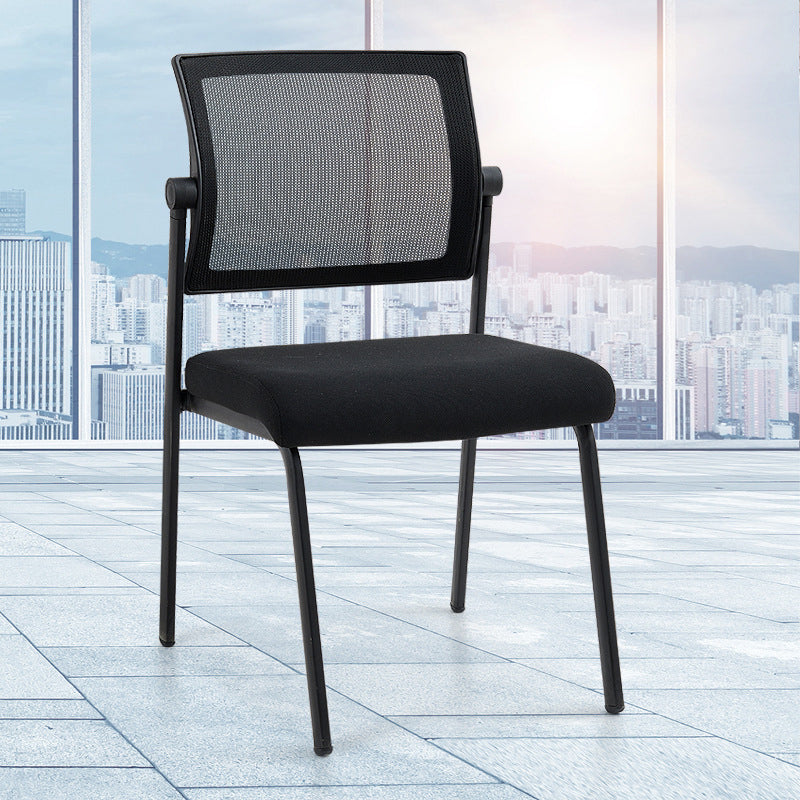 Armless Contemporary Office Chair Metall Rahmen Baumwollsitz Ergonomischer Stuhl