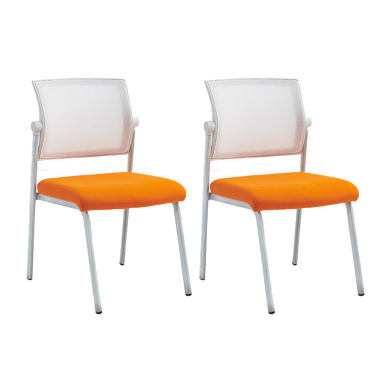 Armless Contemporary Office Chair Metall Rahmen Baumwollsitz Ergonomischer Stuhl