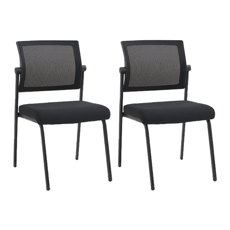 Armless Contemporary Office Chair Metall Rahmen Baumwollsitz Ergonomischer Stuhl