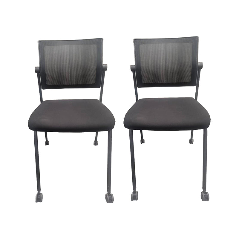 Silla de oficina contemporánea sin brazo marco de metal asiento de algodón silla ergonómica