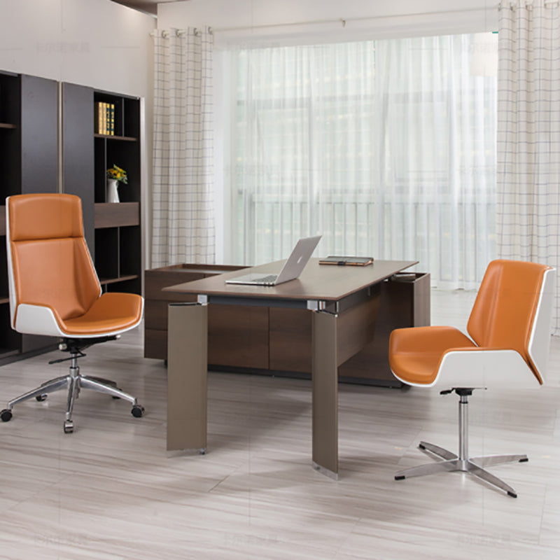 Ergonomische faux lederen bureau stoel thuiskantoor zwenkwarmeloze stoel