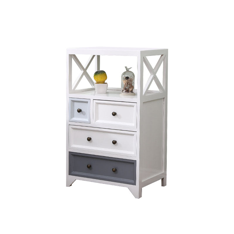 Retro Style Storage Chest Vertical Solid Wood Storage Chest Dresser for Bedroom 20"L x 14"W x 33"H White-Gray Clearhalo 'Bedroom Furniture' 'Dressers & Chests' 'dressers_chests' 'furn' 'furn_dressers_chests' 'Furniture' 5389755