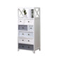 Retro Style Storage Chest Vertical Solid Wood Storage Chest Dresser for Bedroom 20"L x 14"W x 46"H White-Gray Clearhalo 'Bedroom Furniture' 'Dressers & Chests' 'dressers_chests' 'furn' 'furn_dressers_chests' 'Furniture' 5389758