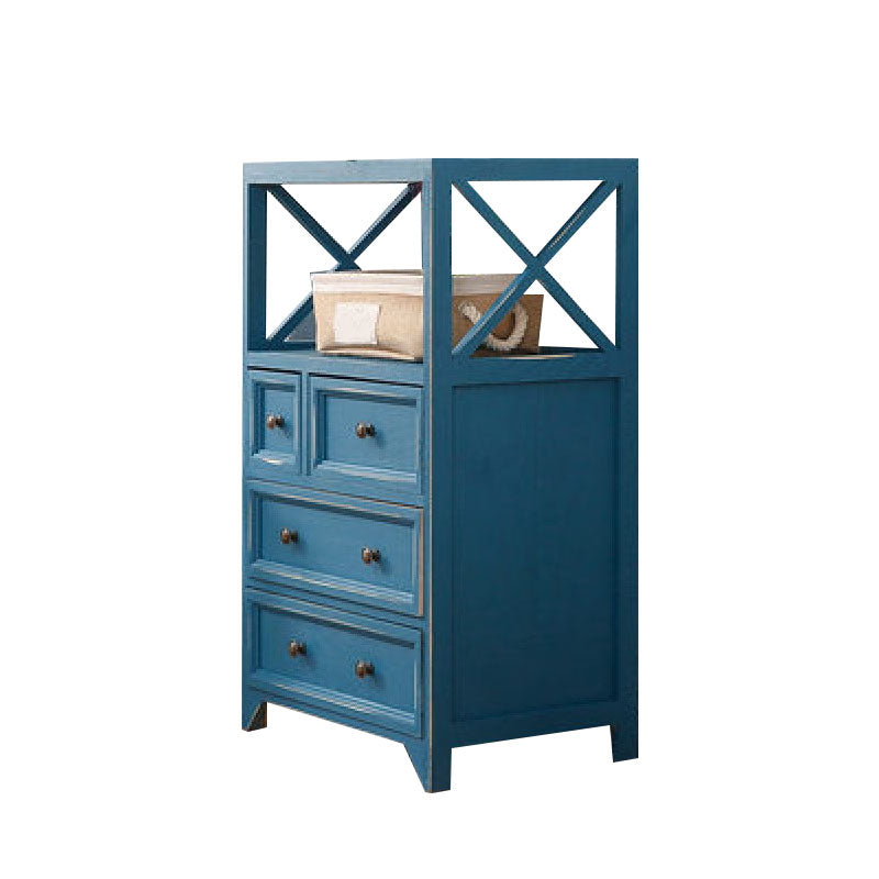 Retro Style Storage Chest Vertical Solid Wood Storage Chest Dresser for Bedroom 20"L x 14"W x 33"H Blue Clearhalo 'Bedroom Furniture' 'Dressers & Chests' 'dressers_chests' 'furn' 'furn_dressers_chests' 'Furniture' 5389766