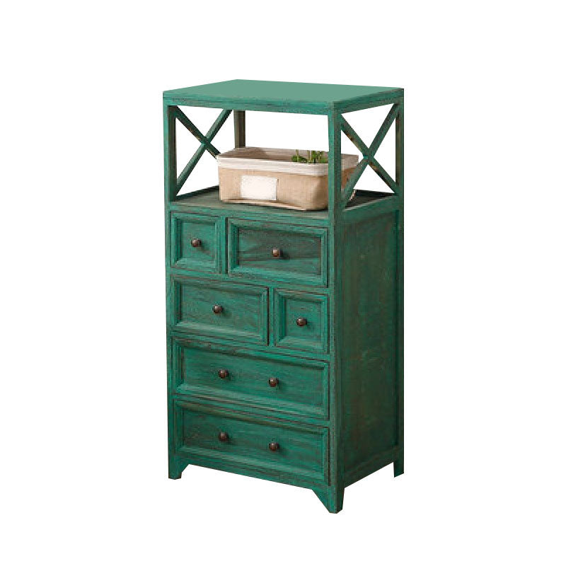 Retro Style Storage Chest Vertical Solid Wood Storage Chest Dresser for Bedroom 20"L x 14"W x 39"H Green Clearhalo 'Bedroom Furniture' 'Dressers & Chests' 'dressers_chests' 'furn' 'furn_dressers_chests' 'Furniture' 5389772