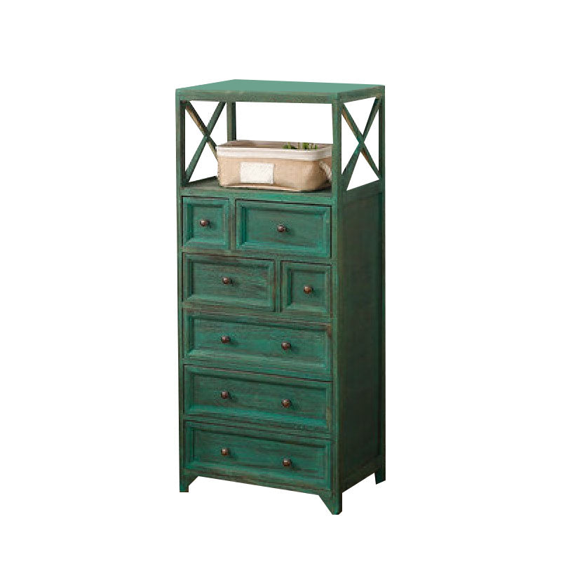 Retro Style Storage Chest Vertical Solid Wood Storage Chest Dresser for Bedroom 20"L x 14"W x 46"H Green Clearhalo 'Bedroom Furniture' 'Dressers & Chests' 'dressers_chests' 'furn' 'furn_dressers_chests' 'Furniture' 5389773