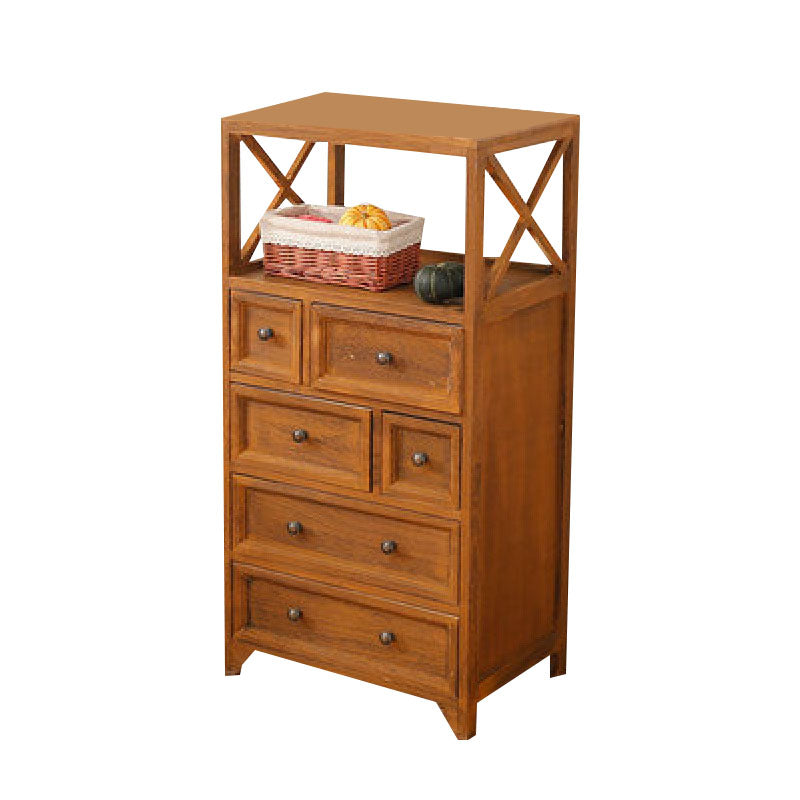 Retro Style Storage Chest Vertical Solid Wood Storage Chest Dresser for Bedroom 20"L x 14"W x 39"H Brown Clearhalo 'Bedroom Furniture' 'Dressers & Chests' 'dressers_chests' 'furn' 'furn_dressers_chests' 'Furniture' 5389775