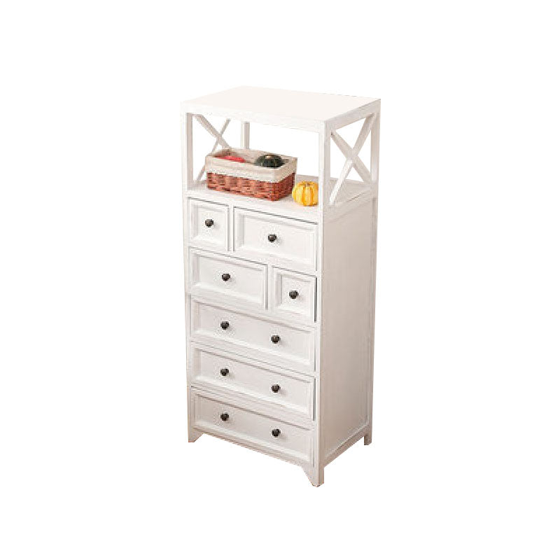 Retro Style Storage Chest Vertical Solid Wood Storage Chest Dresser for Bedroom 20"L x 14"W x 46"H Distressed White Clearhalo 'Bedroom Furniture' 'Dressers & Chests' 'dressers_chests' 'furn' 'furn_dressers_chests' 'Furniture' 5389779