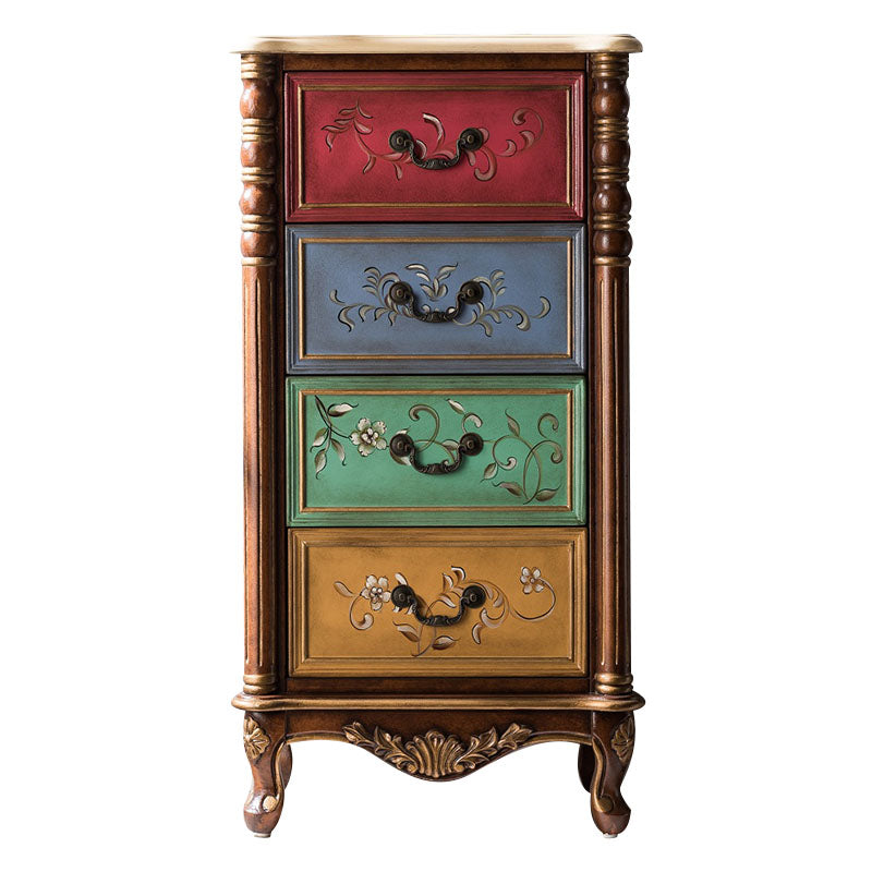 Traditional Style Storage Chest Vertical Lingerie Chest with 3 / 4 Drawers 22"L x 14"W x 41"H Dark Brown Clearhalo 'Bedroom Furniture' 'Dressers & Chests' 'dressers_chests' 'furn' 'furn_dressers_chests' 'Furniture' 5389791