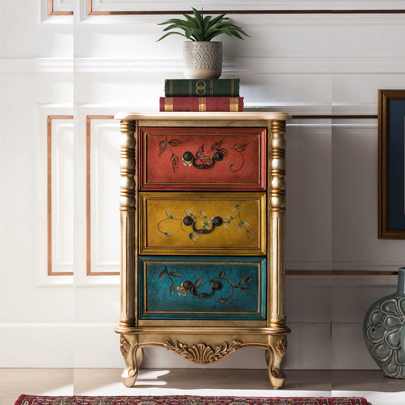 Poitrine brune de style traditionnel en bois massif de lingerie verticale avec des tiroirs 3/4