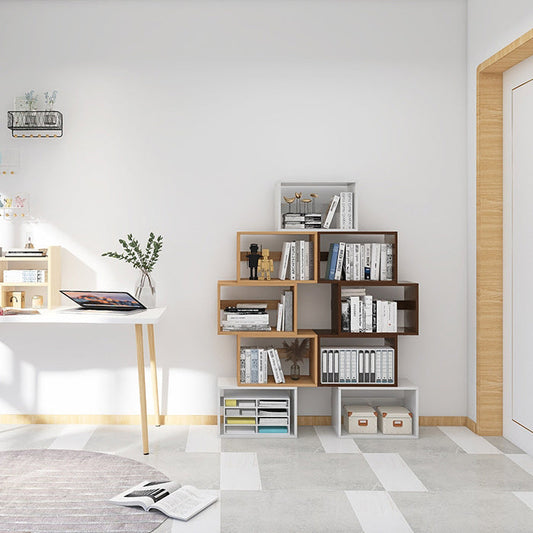 Modern Engineer Wood Bookshelf Open Back Bookcase,17.7"L x 7.9"W x 11"H