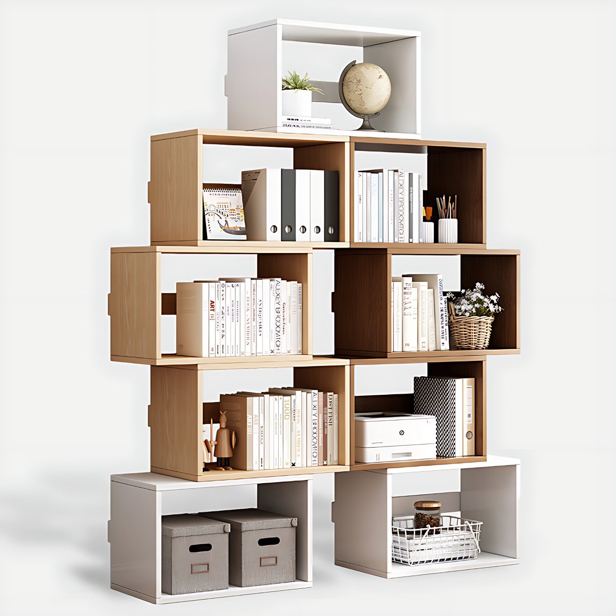 Modern Engineer Wood Bookshelf Open Back Bookcase,17.7