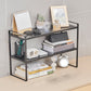 Modern Style Bookshelf Metal Open Back Bookcase for Home Office 21.7"L x 8.3"W x 14.8"H Black Clearhalo 'Bookcases' 'furn' 'furn_bookcases' 'Furniture' 'Office Furniture' 5389867