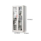 Modern Style Metal Bookshelf White Close Back Bookcase with Door for Home Office