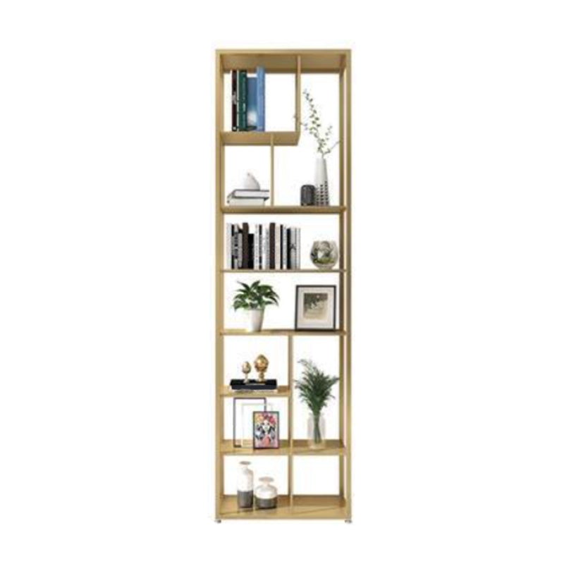 Open Back Bookshelf Scandinavian Home Office Bookcase with Metal Shelves