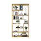 Open Back Bookshelf Scandinavian Home Office Bookcase with Metal Shelves