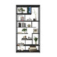 Open Back Bookshelf Scandinavian Home Office Bookcase with Metal Shelves
