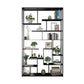 Open Back Bookshelf Scandinavian Home Office Bookcase with Metal Shelves