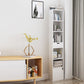 Contemporary Wood Bookcase, Geometric Bookshelf for Living Room 13"L x 9.4"W x 70.9"H White Clearhalo 'Bookcases' 'furn' 'furn_bookcases' 'Furniture' 'Office Furniture' 5389988