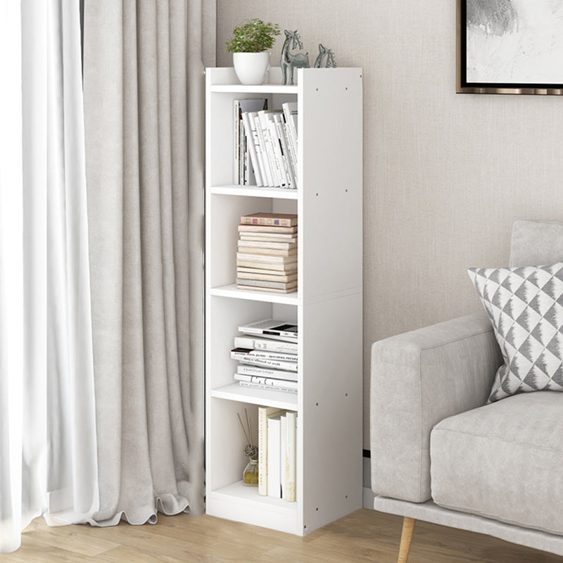 Contemporary Wood Bookcase, Geometric Bookshelf for Living Room 12.9"L x 11.8"W x 48.8"H White Clearhalo 'Bookcases' 'furn' 'furn_bookcases' 'Furniture' 'Office Furniture' 5389989