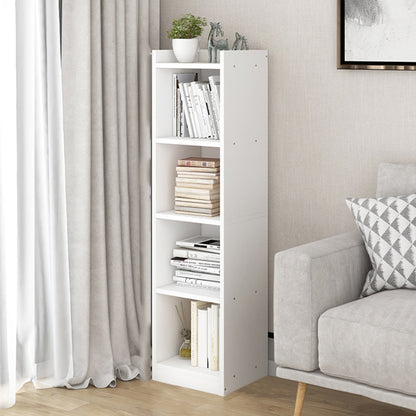 Contemporary Wood Bookcase, Geometric Bookshelf for Living Room 12.9"L x 11.8"W x 48.8"H White Clearhalo 'Bookcases' 'furn' 'furn_bookcases' 'Furniture' 'Office Furniture' 5389989