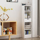 Contemporary Wood Bookcase, Geometric Bookshelf for Living Room 20.3"L x 9.4"W x 48.4"H White Clearhalo 'Bookcases' 'furn' 'furn_bookcases' 'Furniture' 'Office Furniture' 5389993