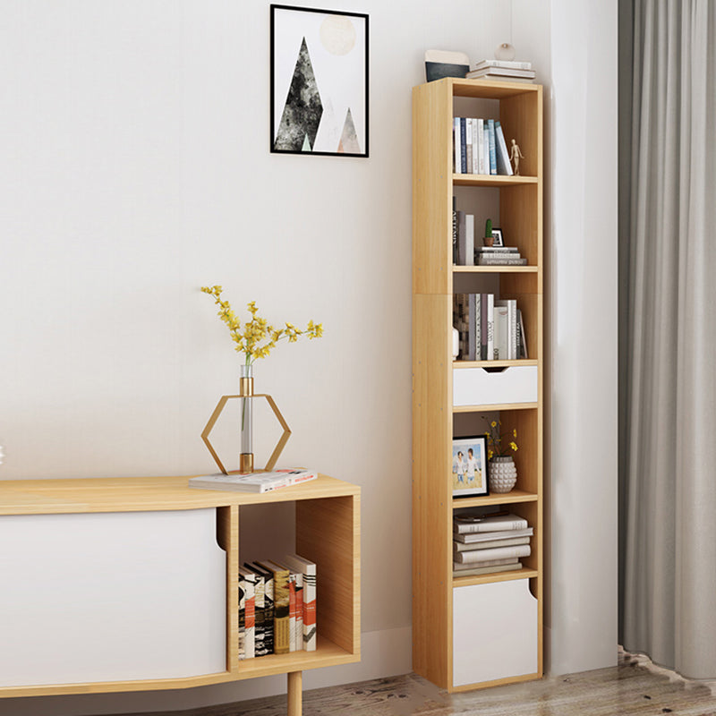Contemporary Wood Bookcase, Geometric Bookshelf for Living Room 13"L x 9.4"W x 70.9"H Wood Clearhalo 'Bookcases' 'furn' 'furn_bookcases' 'Furniture' 'Office Furniture' 5389996