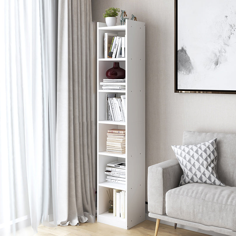 Contemporary Wood Bookcase, Geometric Bookshelf for Living Room 12.9"L x 11.8"W x 70.9"H White Clearhalo 'Bookcases' 'furn' 'furn_bookcases' 'Furniture' 'Office Furniture' 5389999