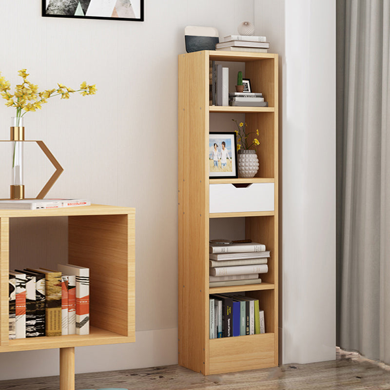 Contemporary Wood Bookcase, Geometric Bookshelf for Living Room 20.3"L x 9.4"W x 48.4"H Wood Clearhalo 'Bookcases' 'furn' 'furn_bookcases' 'Furniture' 'Office Furniture' 5390007