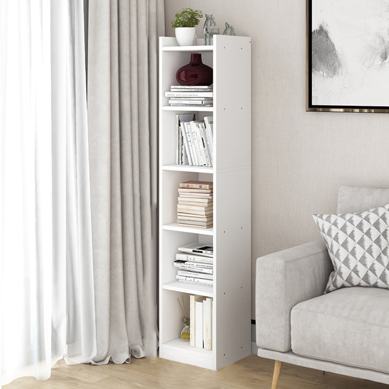 Contemporary Wood Bookcase, Geometric Bookshelf for Living Room 12.9"L x 11.8"W x 59.8"H White Clearhalo 'Bookcases' 'furn' 'furn_bookcases' 'Furniture' 'Office Furniture' 5390009