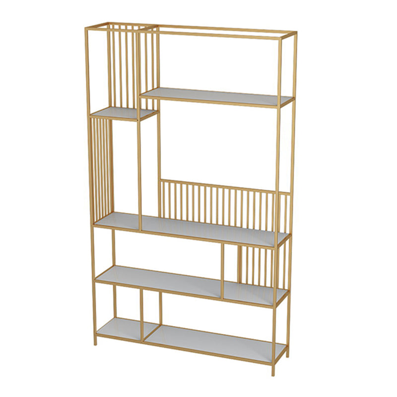 Nordic Metal Storage Bookshelf Rectangle Bookcase for Home Office 23.6"L x 11.8"W x 70.9"H Gold Clearhalo 'Bookcases' 'furn' 'furn_bookcases' 'Furniture' 'Office Furniture' 5390020
