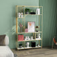Nordic Metal Storage Bookshelf Rectangle Bookcase for Home Office 39.4"L x 11.8"W x 70.9"H Gold Clearhalo 'Bookcases' 'furn' 'furn_bookcases' 'Furniture' 'Office Furniture' 5390022