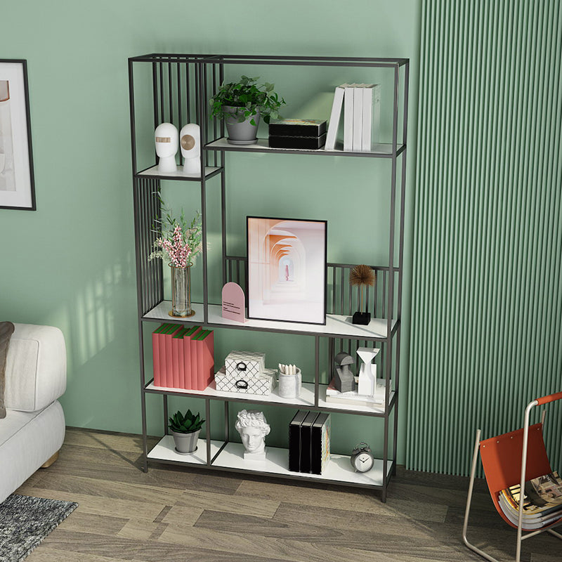 Nordic Metal Storage Bookshelf Rectangle Bookcase for Home Office 39.4"L x 11.8"W x 70.9"H Black Clearhalo 'Bookcases' 'furn' 'furn_bookcases' 'Furniture' 'Office Furniture' 5390023