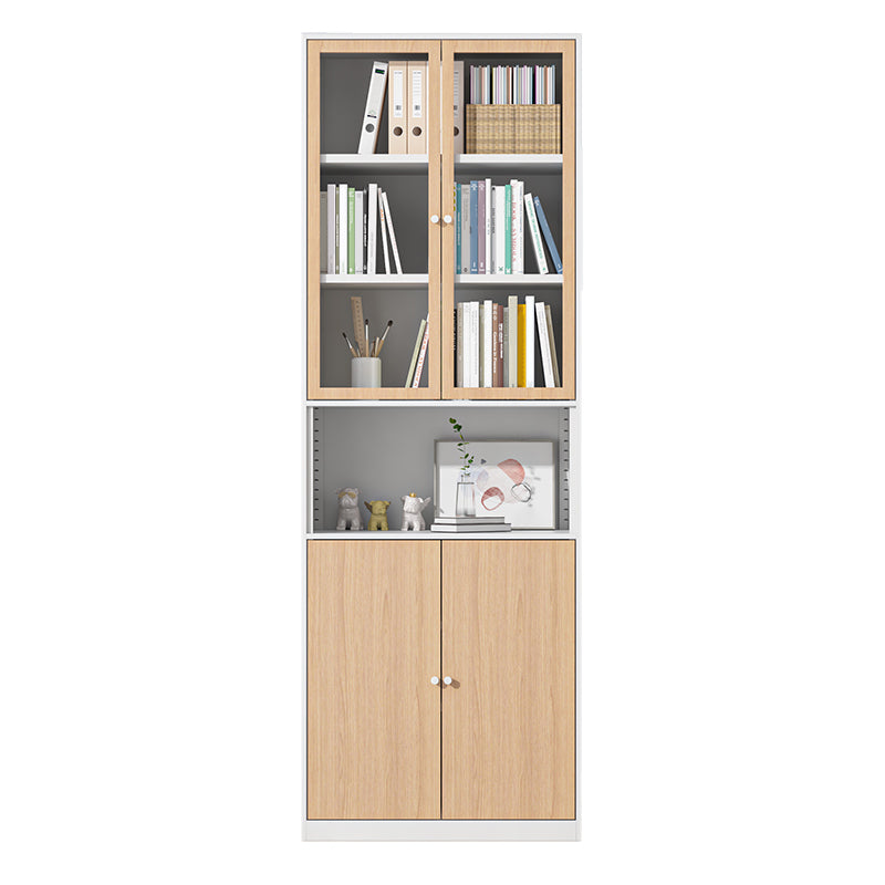 Closed Standard Bookshelf Modern Door Home Study Living Room Bookcase 27.6"L x 12.9"W x 78.7"H White-Yellow Clearhalo 'Bookcases' 'furn' 'furn_bookcases' 'Furniture' 'Office Furniture' 5390039
