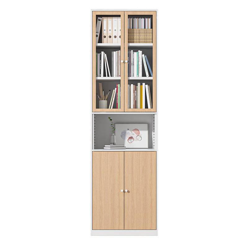 Closed Standard Bookshelf Modern Door Home Study Living Room Bookcase 23.6"L x 12.9"W x 78.7"H White-Yellow Clearhalo 'Bookcases' 'furn' 'furn_bookcases' 'Furniture' 'Office Furniture' 5390042