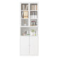 Closed Standard Bookshelf Modern Door Home Study Living Room Bookcase 27.6"L x 12.9"W x 78.7"H White Clearhalo 'Bookcases' 'furn' 'furn_bookcases' 'Furniture' 'Office Furniture' 5390050