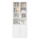 Closed Standard Bookshelf Modern Door Home Study Living Room Bookcase 31.5"L x 12.9"W x 78.7"H White Clearhalo 'Bookcases' 'furn' 'furn_bookcases' 'Furniture' 'Office Furniture' 5390066