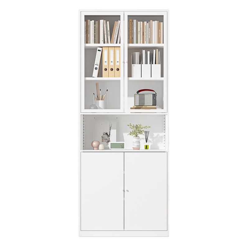Closed Standard Bookshelf Modern Door Home Study Living Room Bookcase 31.5"L x 12.9"W x 78.7"H White Clearhalo 'Bookcases' 'furn' 'furn_bookcases' 'Furniture' 'Office Furniture' 5390066