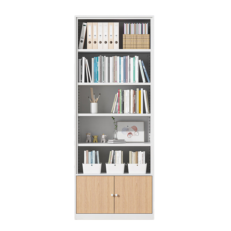 Closed Standard Bookshelf Modern Door Home Study Living Room Bookcase 27.6"L x 12.9"W x 70.9"H White-Yellow Clearhalo 'Bookcases' 'furn' 'furn_bookcases' 'Furniture' 'Office Furniture' 5390070