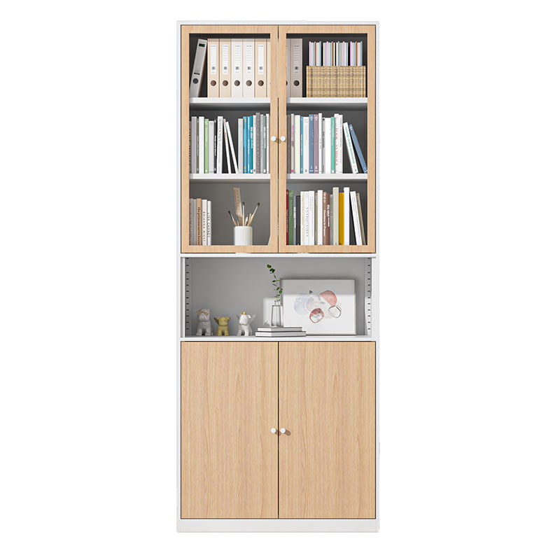 Closed Standard Bookshelf Modern Door Home Study Living Room Bookcase 31.5"L x 12.9"W x 78.7"H White-Yellow Clearhalo 'Bookcases' 'furn' 'furn_bookcases' 'Furniture' 'Office Furniture' 5390072