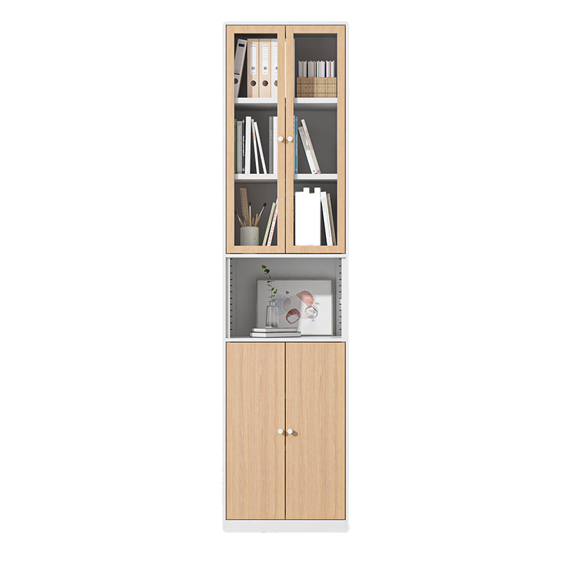 Closed Standard Bookshelf Modern Door Home Study Living Room Bookcase 19.7"L x 12.9"W x 78.7"H White-Yellow Clearhalo 'Bookcases' 'furn' 'furn_bookcases' 'Furniture' 'Office Furniture' 5390075
