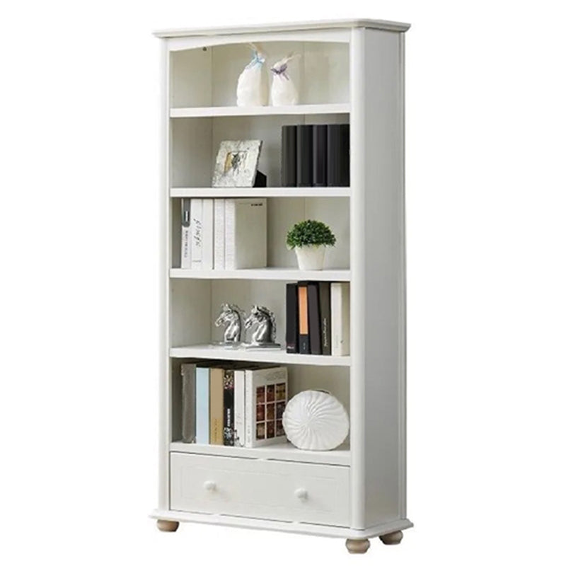 Scandinavian Wood Bookshelf Home Office Closed Back Bookcase 35.4"L x 11.8"W x 70.9"H White 1 Clearhalo 'Bookcases' 'furn' 'furn_bookcases' 'Furniture' 'Office Furniture' 5390160