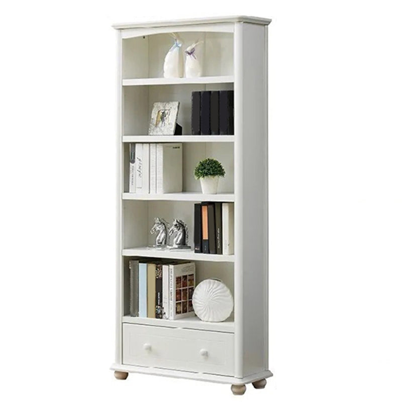 Scandinavian Wood Bookshelf Home Office Closed Back Bookcase 31.5"L x 11.8"W x 70.9"H White 1 Clearhalo 'Bookcases' 'furn' 'furn_bookcases' 'Furniture' 'Office Furniture' 5390161