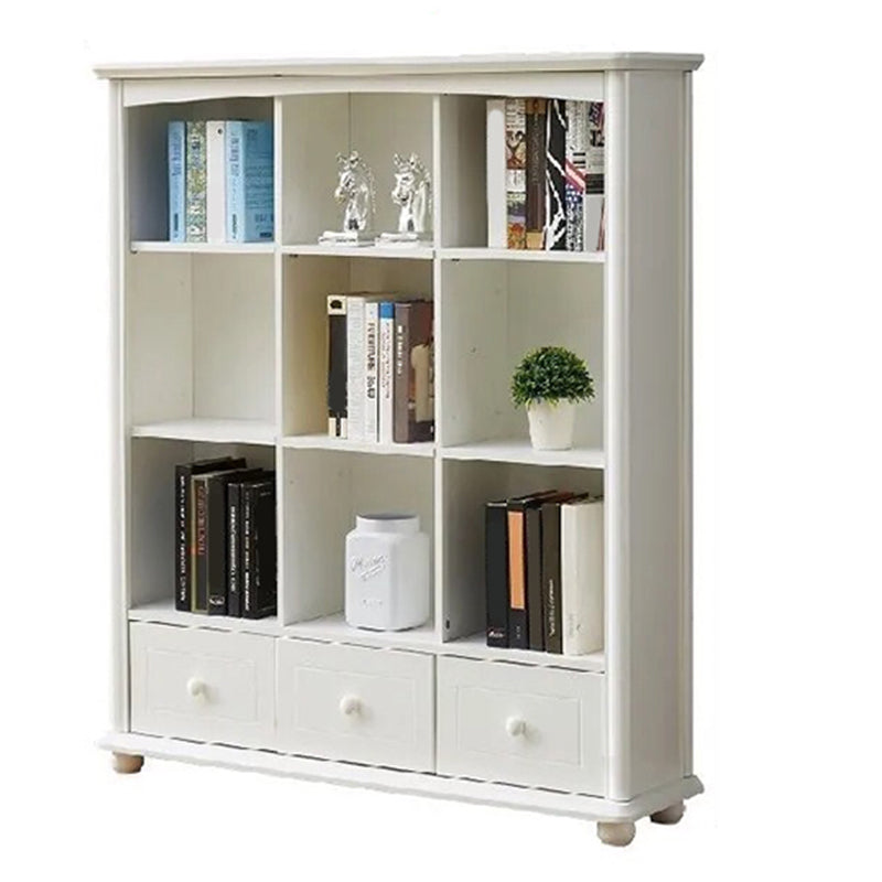 Scandinavian Wood Bookshelf Home Office Closed Back Bookcase 47.2"L x 11.8"W x 51.2"H White 3 Clearhalo 'Bookcases' 'furn' 'furn_bookcases' 'Furniture' 'Office Furniture' 5390168