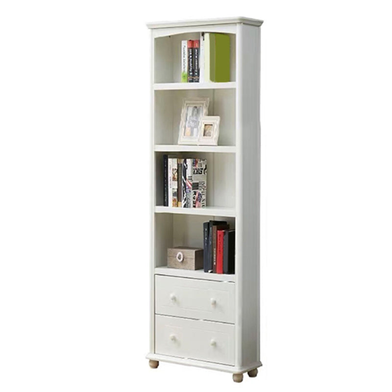 Scandinavian Wood Bookshelf Home Office Closed Back Bookcase 23.6"L x 11.8"W x 70.9"H White 2 Clearhalo 'Bookcases' 'furn' 'furn_bookcases' 'Furniture' 'Office Furniture' 5390175