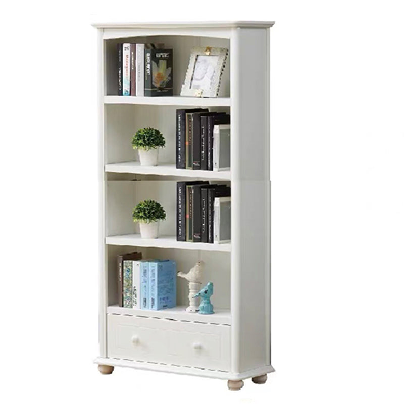 Scandinavian Wood Bookshelf Home Office Closed Back Bookcase 31.5"L x 11.8"W x 59.1"H White 1 Clearhalo 'Bookcases' 'furn' 'furn_bookcases' 'Furniture' 'Office Furniture' 5390177