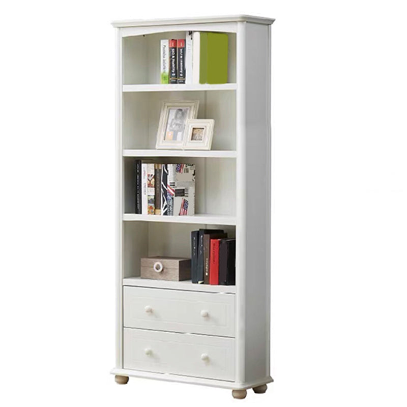 Scandinavian Wood Bookshelf Home Office Closed Back Bookcase 31.5"L x 11.8"W x 70.9"H White 2 Clearhalo 'Bookcases' 'furn' 'furn_bookcases' 'Furniture' 'Office Furniture' 5390179